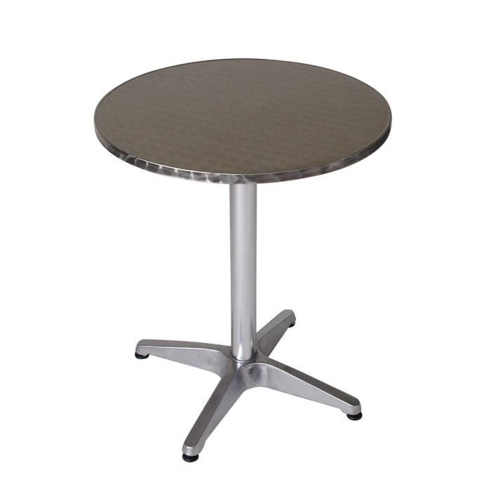 Table Bistrot Ronde Alu 4 Pieds Fonte D Aluminium Plateau Inox Mdf