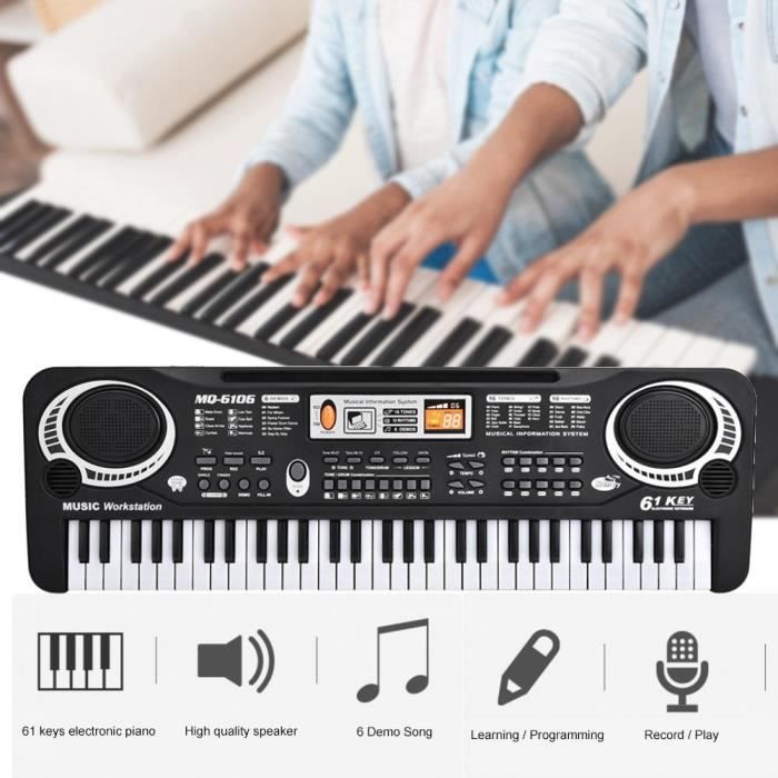 GOPLUS Piano Électronique Clavier 61 Touches avec Microphone et