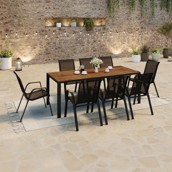 ID MARKET Ensemble table 90-180 cm extensible et 8 chaises chaises POLY gris foncé empilable ID MARKET Ensemble table 90-180 cm extensible et 8 chaises chaises POLY gris foncé empilable
