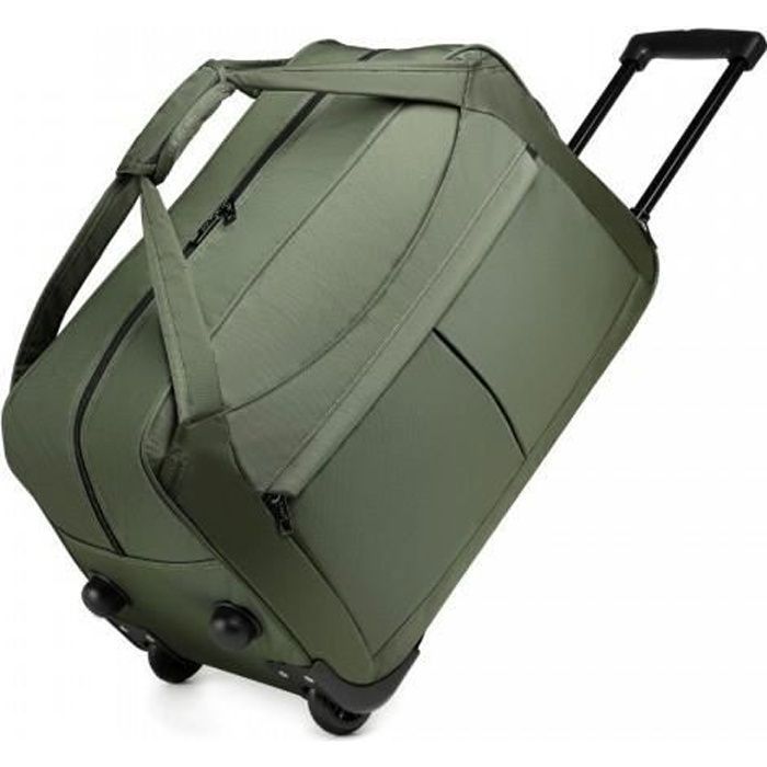 Kono Sac de Voyage à roulettes 55L Pliable Valise Souple Trolley à roulettes 56x30x33cm, Sac de Sport pour Homme et Femme, Vert