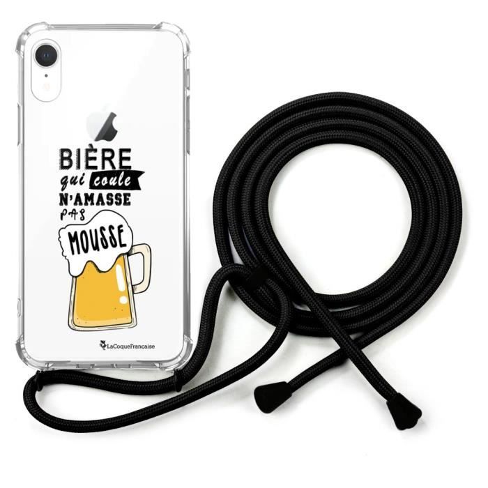 Coque Cordon Iphone Xr Cordon Noir Dessin Biere Qui Coule La Coque Francaise La Cave Cdiscount