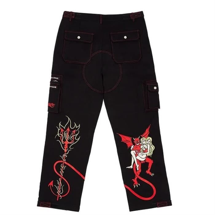 Y2K Jeans Baggy Homme Minus Two Cargo Pantalon Droite Jambe Graffiti  Hip-Hop Pants Unisex Taille Haute Unisexe Imprimé Démon Noir Noir -  Cdiscount Prêt-à-Porter