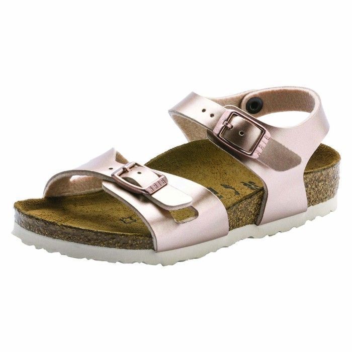 metallic rose birkenstocks