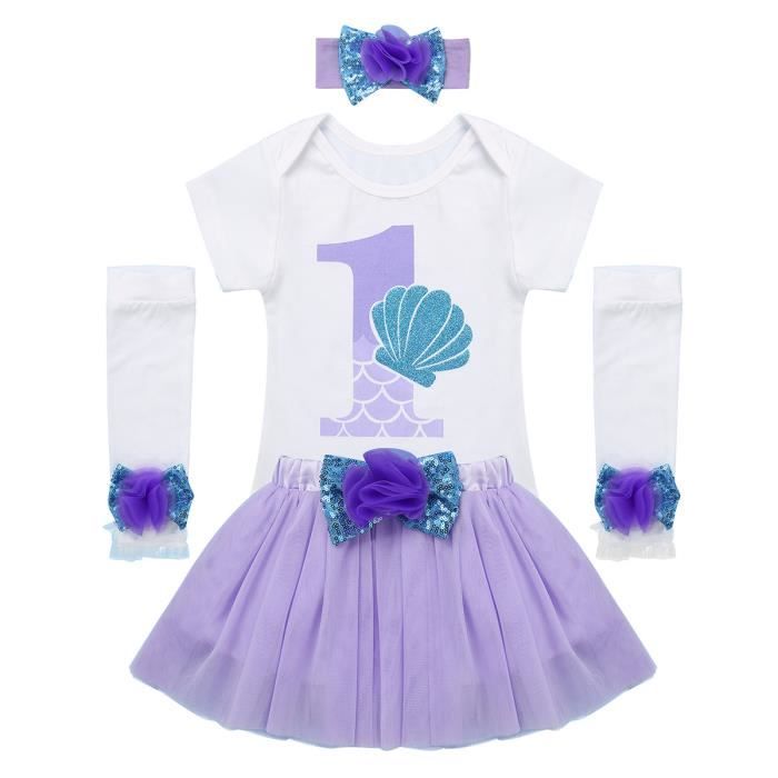 4pcs Ensemble Vetement Bebe Fille Barboteuse Sirene Robe Bapteme Tutu Jupe Maille Cadeau Anniversaire Noel Serre Tete 3 18 Mois Lavande Cdiscount Pret A Porter