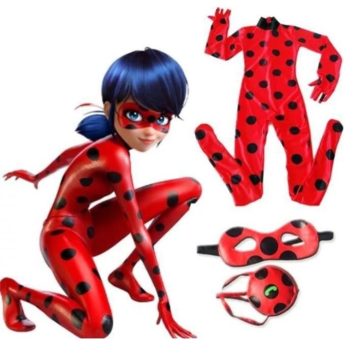 Deguisement Miraculous Ladybug fille fantaisie Halloween noel Cosplay  costume avec Masque et Sac - Cdiscount Jeux - Jouets