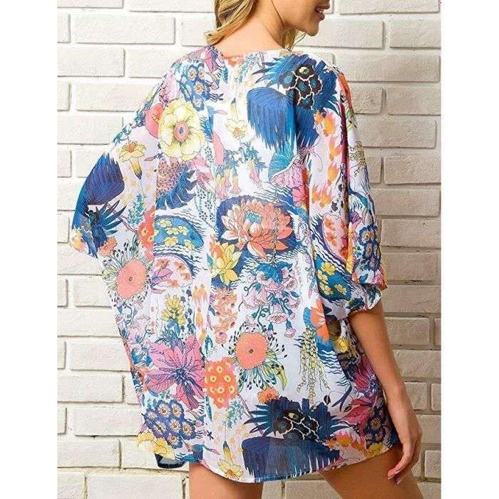 Robe,13 couleurs disponibles pour la plage, Kimono, motif Floral, Cover