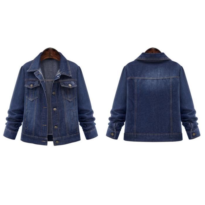 Allegra K Veste Jean Femme Rétro - Blouson Denim Courte Boutonnage, Col Revers, Taille Cintrée, Style Vintage Décontracté