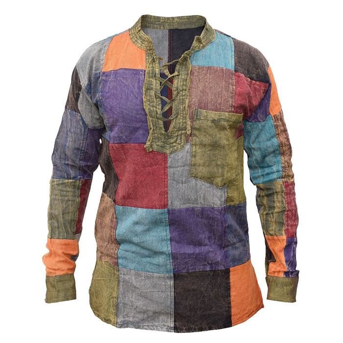 Chemise patchwork homme store
