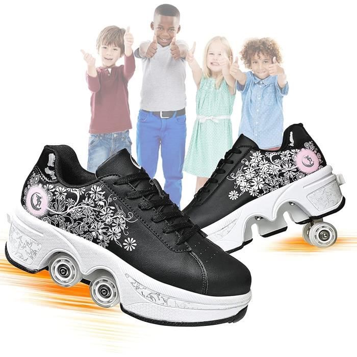 Chaussures à roulettes pour enfants garçons filles, baskets à roulettes  avec Double roues, chaussures de déformation