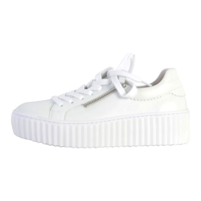 Basket Gabor Nappa Blanc Femme Lacets Confortable Blanc Cdiscount Chaussures