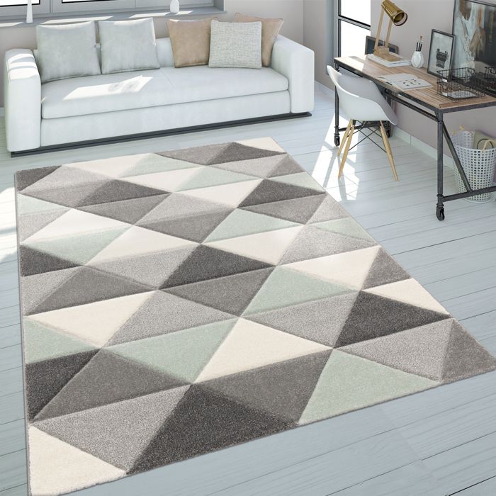 salle de sejour tapis gris or effet 3d luxe design pattern resistant tapis tapis et moquettes maison