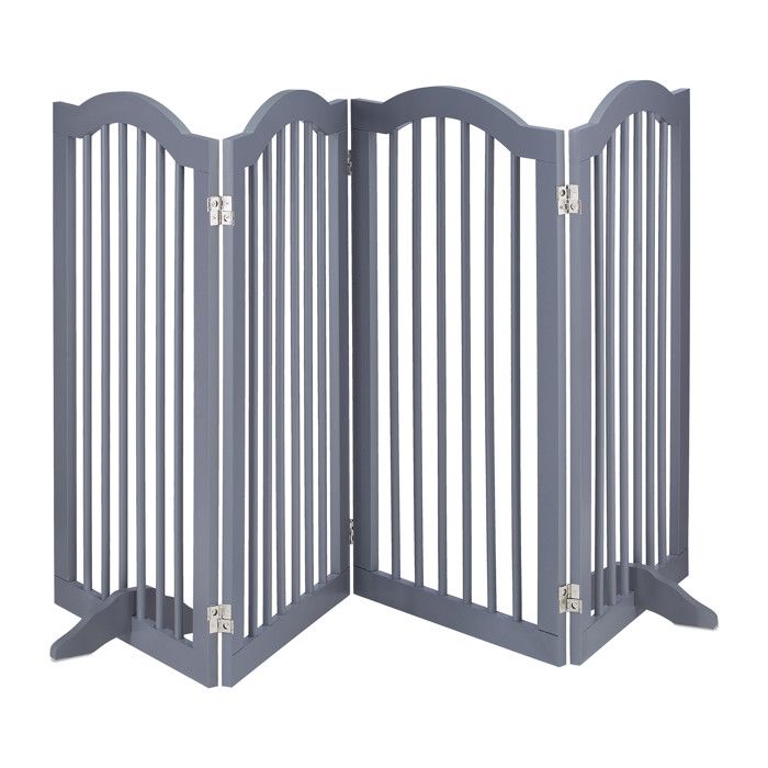 Relaxdays Barrière de sécurité non fixe, pliable, avec pieds, H x L :92 x 205 cm, pour chiens et enfants, grise