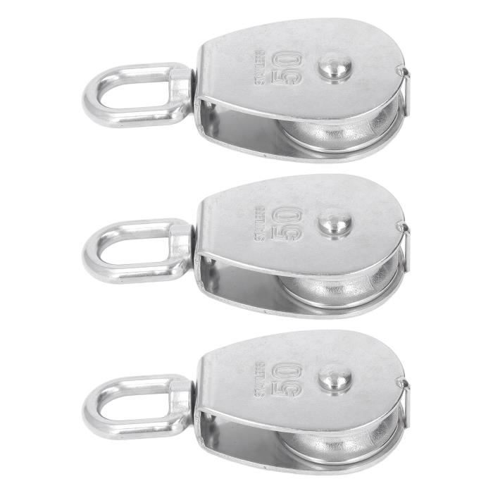 Lot De 10 Poulies Simples M15 En Acier Inoxydable 304 – Charge 35 Kg, Antirouille, Rotation 360° Pour Câble, Corde, Levage & Remorquage