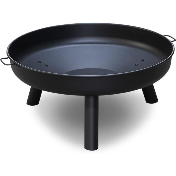 Brasero Jardin 2 En 1 Fonte Carré - Effet Bronze - Avec Housse Et Tisonnier - Pour Barbecue, Terrasse, Camping - 10