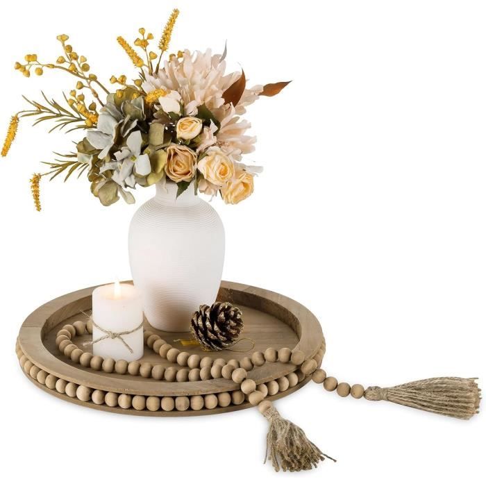 Plateau De Service Hanobe Grand Bois: XXL Decoratif Plateaux Carré