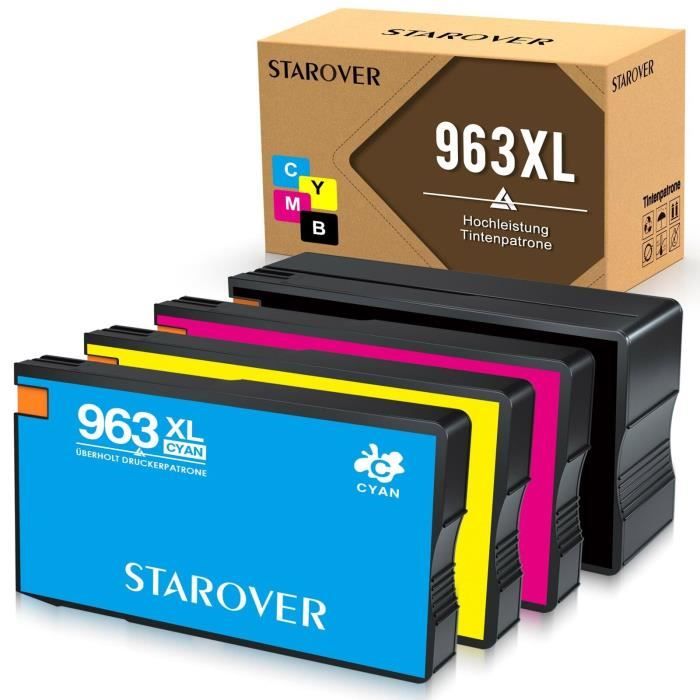 Cartouches D'Encre Compatibles HP 963 / 963 XL - Pack 4 Couleurs (Cyan, Jaune, Magenta, Noir) - Neuf Scellé