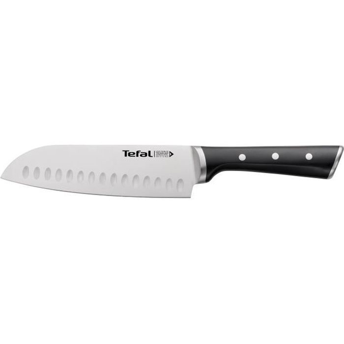 TEFAL Couteau santoku 18,5 cm, Couteau de cuisine, Lame en acier inoxydable allemand, Tranchant durable, Garantie 10 ans K2320614