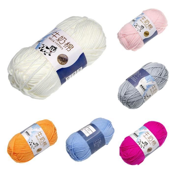 Crochet Tricot à la Main Coton au Lait Doux Laine à Tricoter pour Écharpes Couvertures gris