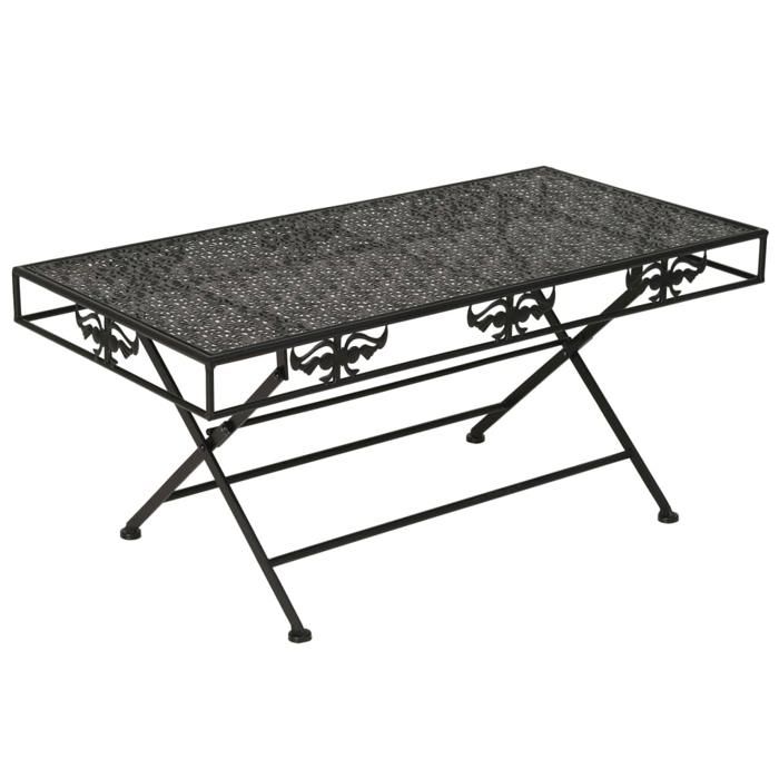 vidaXL Table basse pliante Style vintage Métal 100x50x45 cm Noir 245927