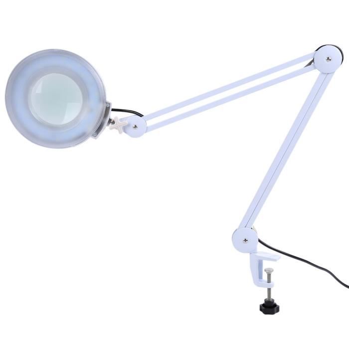 5x 12x LED loupe Lampe avec Pince Clip Bureau Table Lampe Cosmétique ABS Plastiq