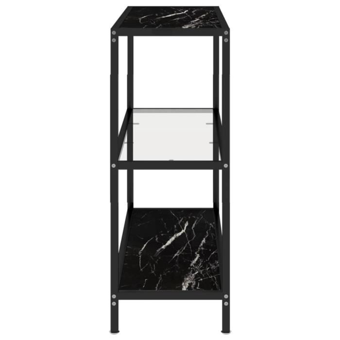 table console rho - yosoo - transparent/marbre noir 100x36x90 cm en verre trempé