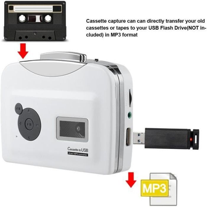 Dilwe Tape to MP3 Cassette portable au convertisseur MP3 Lecteur flash USB  Capture lecteur de musique audio - Cdiscount TV Son Photo