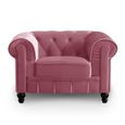 Fauteuil velours rose CHESTERFIELD-1