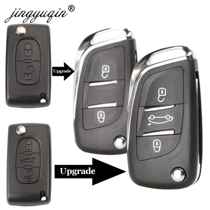 PEUGEOT DIY Kit de réparation - remplacement 2 boutons télécommandé clés  voitures boîte avec lame , Batterie et micro-interrupteurs pour 106 206 306