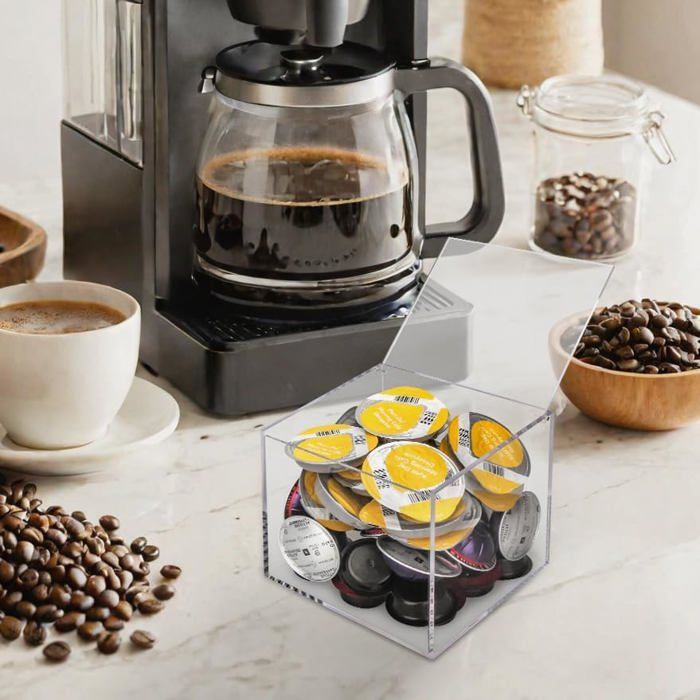 Cube à Capsules De Café En Acrylique 15x15x15 Cm – Rangement Transparent Pour Nespresso, Dolce Gusto…