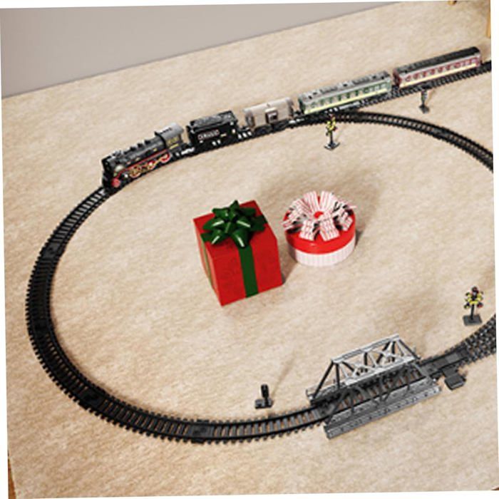 FORMIZON Train électrique De Noël – Fumée, Sons, Lumières – Batterie Rechargeable – 3 Wagons – Cadeau Enfant Dès 3 Ans