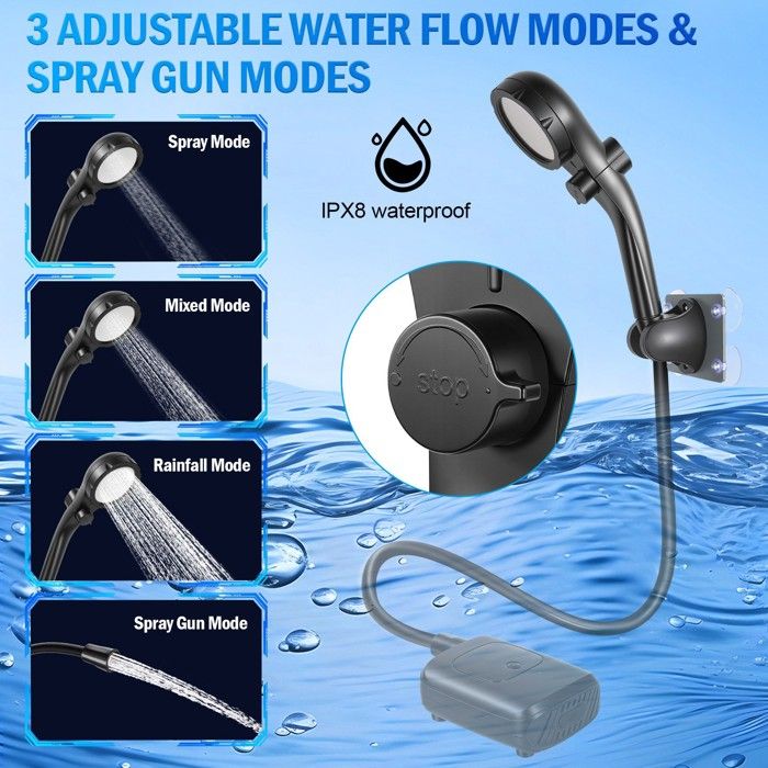 Baya Sun – Douche Extérieure électrique Mobile 12V – Débit 4L/min – Pour Camping-car, Van, Bateau – Avec Pompe Et Douchette – Pression Réglable