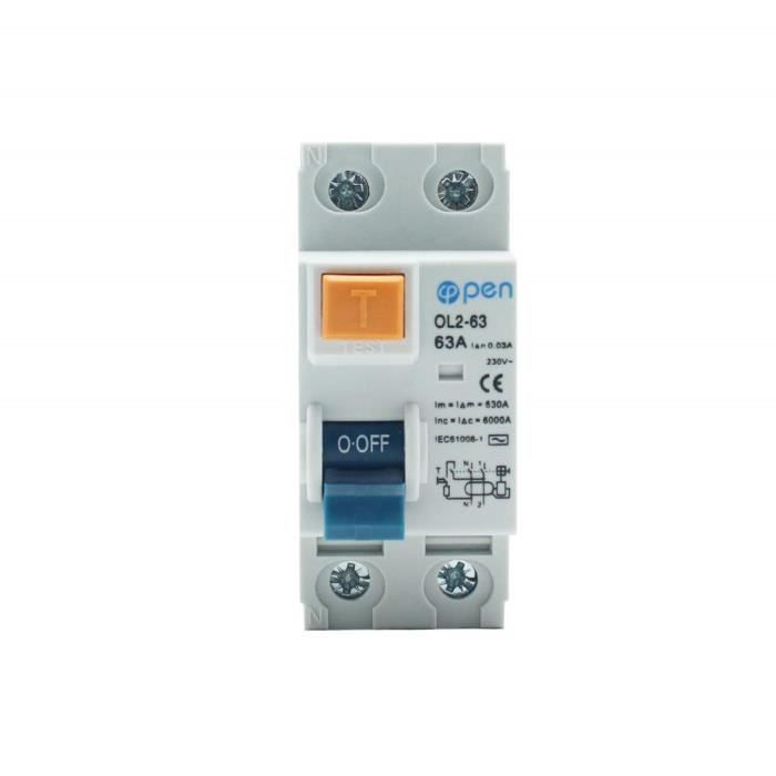 Interrupteur différentiel super immunisé 4P 40A 30mA Type A - Protection contre les fuites électriques - RCCB (3P+N) c - Montage sur rail DIN - Tableau triphasé ou général