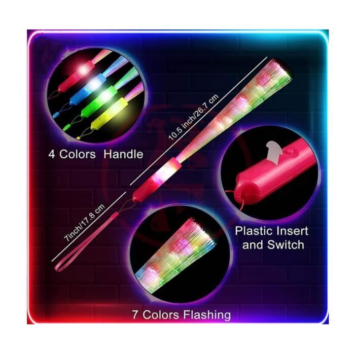 Set de 4x bâton lumineux LED fibre vert - Articles de fête lumineux