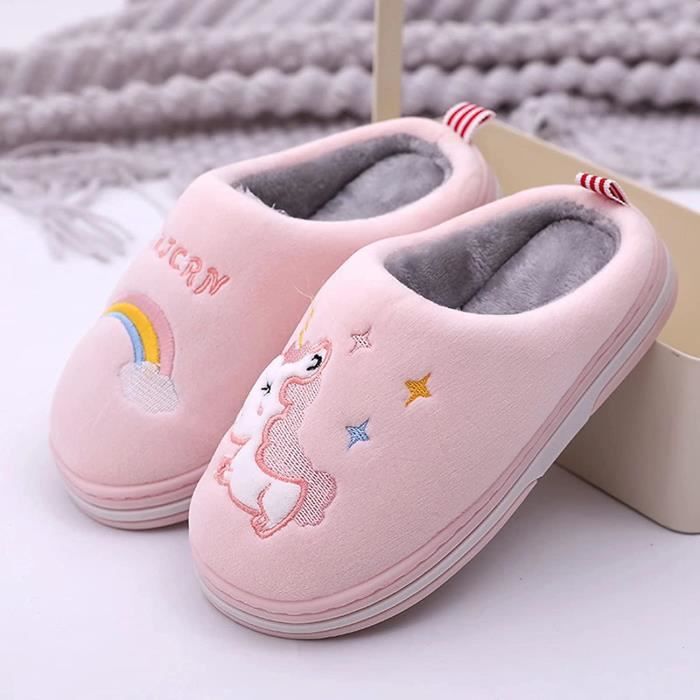 Chaussons Enfants D'Hiver En Peluche Douce - Pantoufles Chaudes Avec Semelle Antidérapante - Unisexe Pour Intérieur/Extérieur