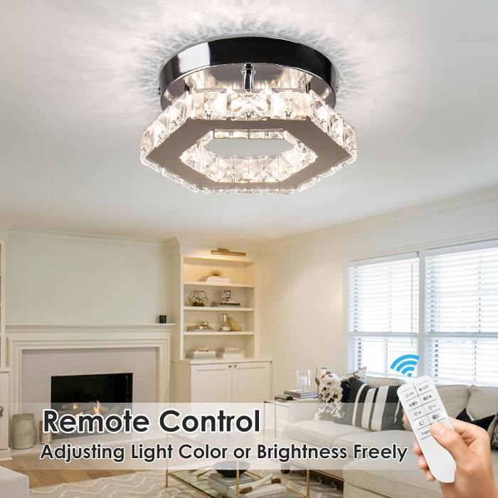 Lustre Moderne LED 5 Anneaux Cristal Et Acier Inoxydable Plafonnier Design
