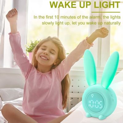 Réveil Lapin Mignon Homealexa - Veilleuse Respirante, Affichage Température, Alarme Vibreur Ou Sonore - Pour Enfants