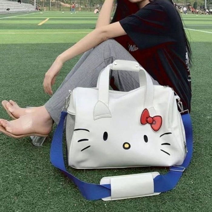 Grand Sac Tote Hello Kitty En Maille Rose - Transparent Et Super Tendance Pour Les Filles