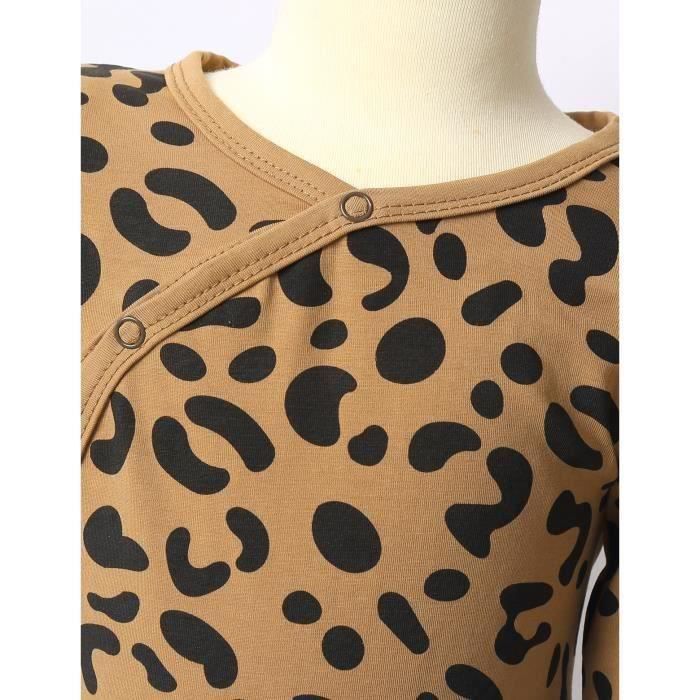 Combinaison Bébé Hiver Garçon 3-24 Mois – Pyjama Polaire Léopard Mignon – Body Manches Longues Chaud & Doux – Barboteuse Animal Dessin Animé
