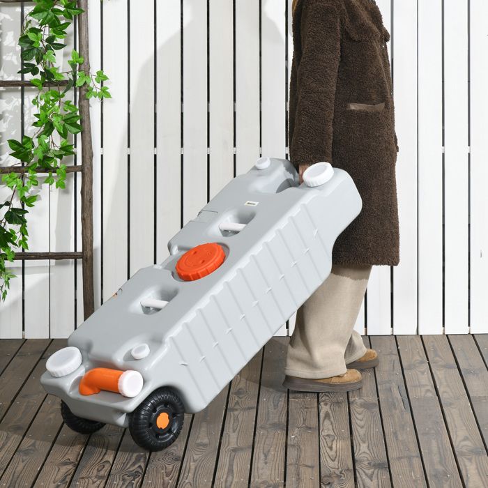 Réservoir D’eau 28 L Sur Roulettes – PEHD Alimentaire, Poignée Pliante, Robinet, Pour Camping Et Jardin