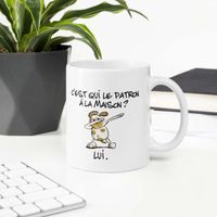 Mug Humour Personnalisable Nom Du Chien C’est Qui Le Patron Nom Tasse Message Drôle Personnalisé Animaux. Idée Cadeau Original Pour Ami Couple Enfant