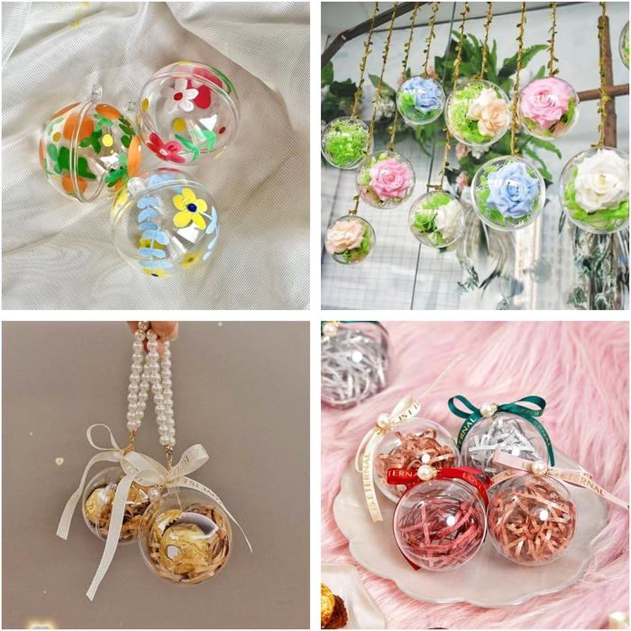 Lot De 10 Boules En Acrylique Transparent à Ouvrir - 8/10/12 Cm - Pour DIY, Déco Noël, Remplissage (bonbons, Photos...)