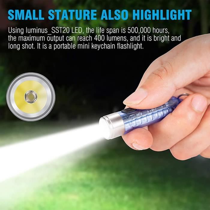 Mini lampe de poche LED 400 lumens EDC rechargeable haute