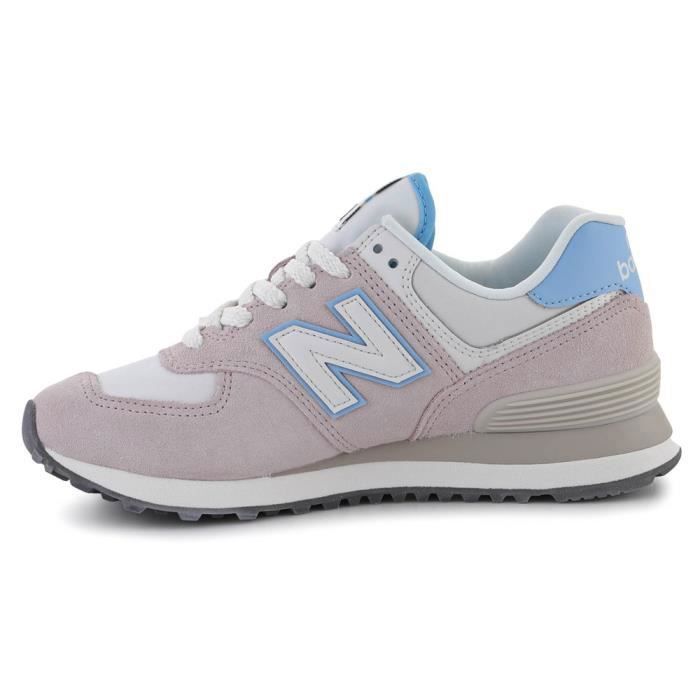 Chaussures Femme New Balance 574 Rose Lacets Textile Rose