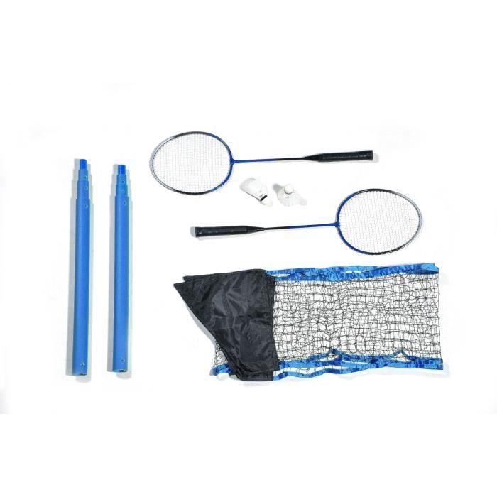 Set de Badminton complet avec filet 295 x 38 x 154 cm, raquettes, volants  et étui de rangement Bleu - Cdiscount Sport
