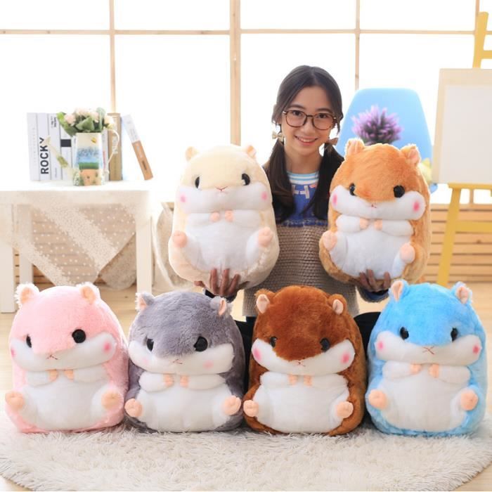 Belle peluche hamster et oreiller 2 en 1 avec une couverture polaire Super cadeau drole et doux pour enfant 50 x30 cm Gris Cdiscount