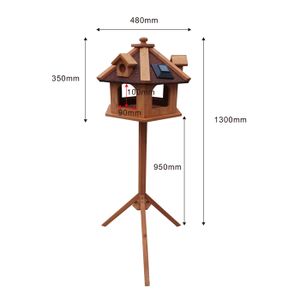 Mangeoire à Oiseaux En Bois Paulownia Avec Toit - Suspendue Extérieur Rosâtre