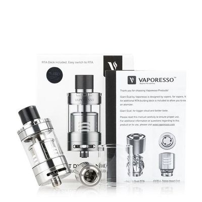 Cigarettes électroniques Vapotage Vape : Pack Clearomiseur Dual cCELL !!  Giant 4 ml RTA Noir / 1 RBA Reconstructible (VAPORESSO)