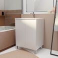 Pack Meuble Salle de Bains 60 cm Laqué Blanc, 2 portes avec Vasque Céramique - XENOS-0