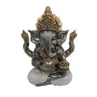 Statuette - ORIGEN Home Decor - Ganesh Bouddha - Résine - Argenté - Ethnique