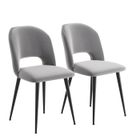 VIVOLILV Chaise salle a manger - Siège en Velours Gris,Pieds en Métal Noir - chaise Pour cuisine - Lot de 2